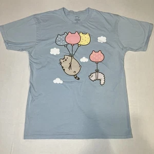 Pusheen Stormy Ballons Light Blue Short Sleeve Tshirt XL Women’s - Picture 1 of 6