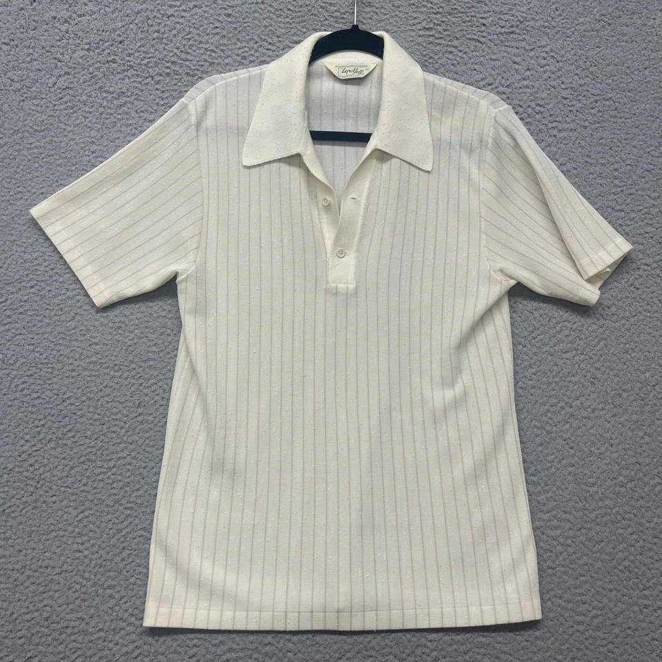 Camisa De Colección Lord Jeff Para Hombres M Marfil Rayas Años 70 80 Retro Polo Dacron Poliéster Foto 1 de 4