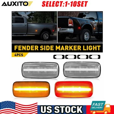 Amber Red LED Side Marker Lights For Dodge RAM 2500HD 3500HD 10-18 Clear 4-20X - Image 1 of 4