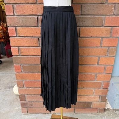 Ralph Lauren Blue Label Pleated Skirt Maxi 1980s Wool | Black | 26" Waist - Image 1 of 4