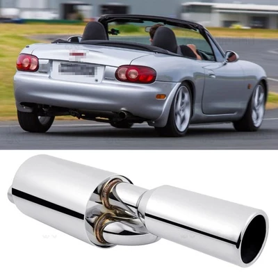 Twin Loop Exhaust Muffler 2.5" Inlet 4.0" Tip For Mazda MX-5 Miata 1989-2015 - Image 1 of 4