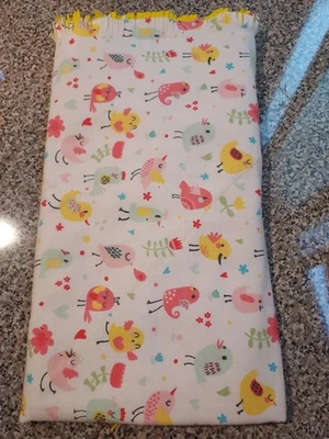 baby blanket  Soft Cozy Flannel Reversible Nursing Yellow Chicks Fringed - Image 1 of 4