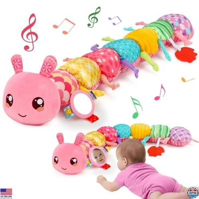 Music Caterpillar Toy for Infants 0-6 Months - Mirror, Rattle, Tummy Time Fun - Image 1 of 4