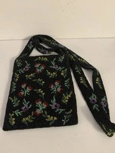 Christiana schwarz bunt Perlen Umhängetasche Handtasche Reißverschluss 6 x 8 gebraucht, in einwandfreiem Zustand - Bild 1 von 6