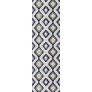 HomeRoots 2 x 15 (ft) Polypropylen Blau Rechteckig Indoor Läufer Teppich - Bild 1 von 7