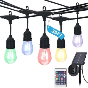 Luxrite 35FT RGBW LED Outdoor Solar String Light Remote Control Commercial Grade - Picture 1 of 8