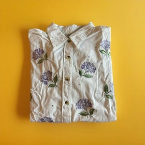 The Quacker Factory Hemd Jacke Knopf Langarm Gr. L Blumen Strass - Bild 1 von 14