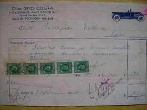 FATTURA DITTA GINO COSTA NOLEGGIO AUTOMOBILI GARAGE FIAT ROVIGO 1935 (n10-1-4) - Imagen 1 de 1