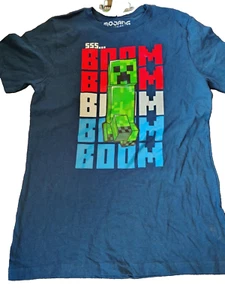 New Minecraft Creeper T-Shirt size Boys Large Boom Boom Boom - Picture 1 of 6