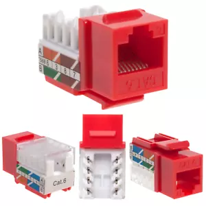 100 pcs Cat6 Punchdown Keystone Jack Red 45 Degree Angle Ethernet Network PACK - Picture 1 of 10