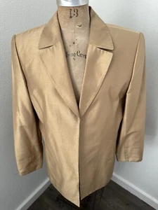 Josephine Chaus lange gefütterte Jacke Gold Seide Größe 12 - Bild 1 von 11
