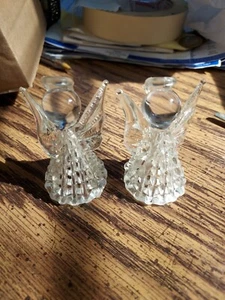 Lote de 2 Estatuillas Ángel Vintage Plástico Transparente 2.25" Decoración Adorno Navidad - Imagen 1 de 4