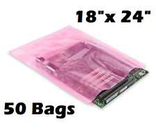 50x Anti-static Bags 18" x 24" 2 Mil Large Pink Poly Bag Open Ended Motherboard