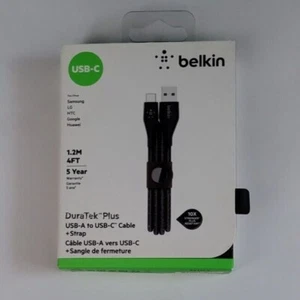 Belkin 4FT USB-A to USB-C Cable with Strap F2CU069bt04-BLK - Picture 1 of 1