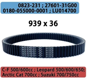939x36 Drive Belt For CFMoto CF400 450L CF500 CF600 0180-055000-0001/0004/0002 - Picture 1 of 9