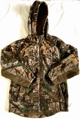 Carhartt Mossy Oak Camo Outdoor Hunting Fleece Jacket Zip Girl Boy 14 16 Women L - Image 1 of 4