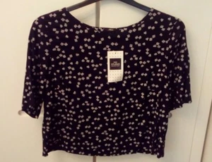 New Ladies Black and White Marks and Spencer Cropped Blouse /Top Size 12 - Picture 1 of 4