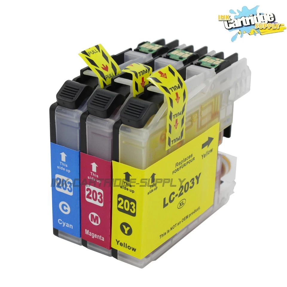 Paquete de 3 tintas de color LC203XL para Brother MFC-J460DW MFC-J480DW MFC-J680DW MFC-J485DW Foto 1 de 1