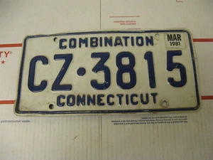1981 81 Connecticut CT License Plate CZ3815 Combination - Picture 1 of 1