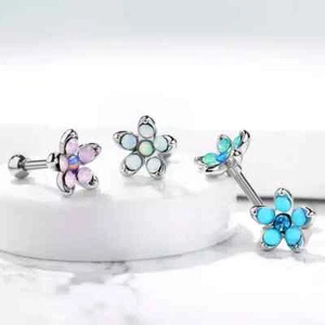 Ohrpiercing Ohrstecker Helix Tragus Cartilage Ohrring Opal Stein 1Stück - Bild 1 von 7