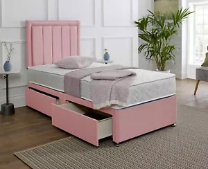 *NEW* Pink Single Divan Bed 2FT6/3FT Mattress & Headboard + Draws kids & adults - Picture 1 of 21