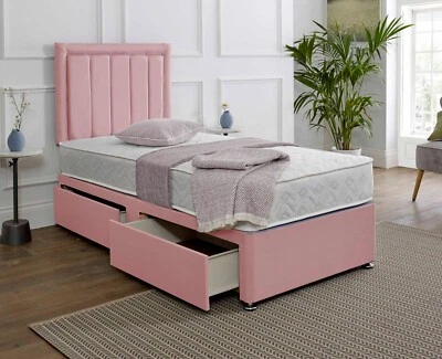 *NEW* Pink Single Divan Bed 2FT6/3FT Mattress & Headboard + Draws kids & adults - Image 1 of 4