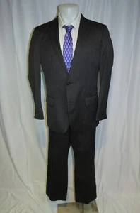 HUGO Hugo Boss Awe/Holl Gray Striped Flat Front Two Button Suit 40S - Picture 1 of 15