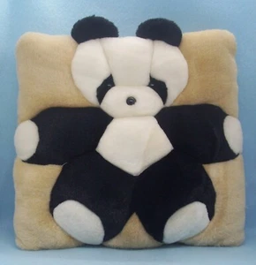 Panda Throw Pillow 3D Sculptured Plush Square Animal T.W.I.E. Cream Background - Picture 1 of 5