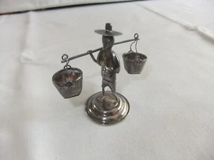 Vintage Sterling massiv Silber Miniatur orientalischer Mann Figur mit Eimern 5,5 cm - Bild 1 von 9