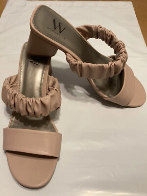 Sandalias de tacón medio WORTHINGTON Nava con tiras para mujer 7 1/2M rubor Foto 1 de 4