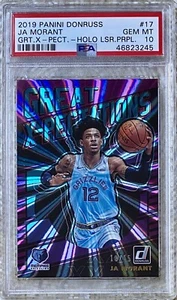 Donruss Great X-Spectations 2019 láser púrpura/15 Ja Morant RC PSA 10 POP 2 - Imagen 1 de 2