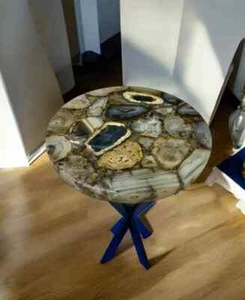 Mesa moderna de piedra de ágata - pieza única de muebles de piedras preciosas - Imagen 1 de 9