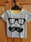 RIVER ISLAND Striped Glasses & Moustache Handsome TShirt Age 18-24 Months