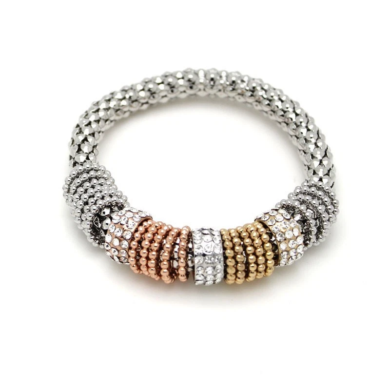 argento Braccialetto Bracciale con anelli oro strass brillantini , idea regalo - Immagine 1 di 1