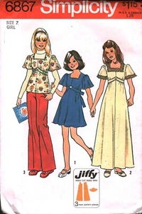 6867 Vintage Simplicity Sewing Pattern Girls Jiffy Dress Two Lengths Top OOP 7 - Picture 1 of 2