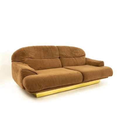 Milo Baughman Style Mid Century Brass Base Sofa Cover