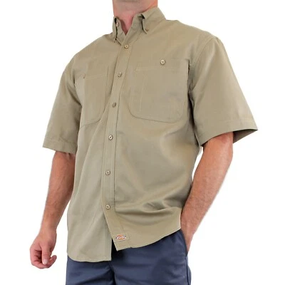 Camisa de trabajo Dickies para hombre, manga corta cuello abotonado, dos bolsillos delanteros Foto 1 de 4