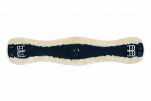 Cinghia dressage cavalli imbottita cintura sella sintetica pelliccia di agnello HKM nera 55-80 cm - Foto 1 di 1
