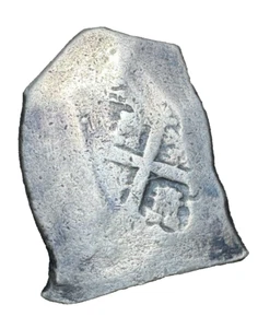 8 Reales Cob Spanish Mexico, Silver River Treasure (Big Long Shape, 26.27g) - Picture 1 of 15