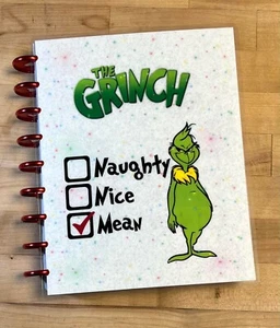 Naughty Nice Mean Grinch Christmas Front/Back Cover Set 4 use w HAPPY Planner - Picture 1 of 4