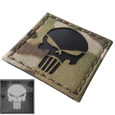 TACTICALFREAKY punisher skull 2x2 infrared IR multicam morale tactical laser fastener patch