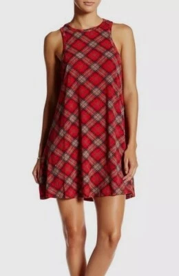 Vestido Angie a Cuadros Rojo Sin Mangas Sin Mangas Espalda Corredora Nuevo con Etiquetas Talla Pequeña Foto 1 de 4