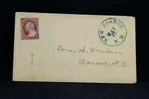 New Hampshire: New Boston 1859 (circa) #26 Cover, Blue CDS & Grid Cancel - Picture 1 of 2