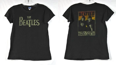Camiseta The Beatles Shea Stadium preta feita nos EUA junk food L Youth - Imagem 1 de 3