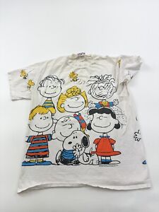 Vintage Peanuts Shirt Adult One Size Snoopy All Over Print Made In USA