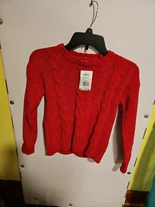 NWT Girls S(7/8) Pink Republic Knit Pullover Red Sweater Crewneck - Picture 1 of 10