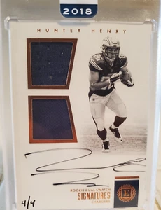 2016 Panini Encased RPA #/4 HUNTER HENRY Rookie Dual RELIC Auto Card Autograph - Picture 1 of 2