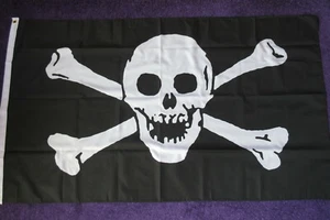 Fahne PIRATENFAHNE 1,5 x 0,9 m zwei Ösen Flagge wetterfest Flag V2 NEU # F190 - Picture 1 of 2