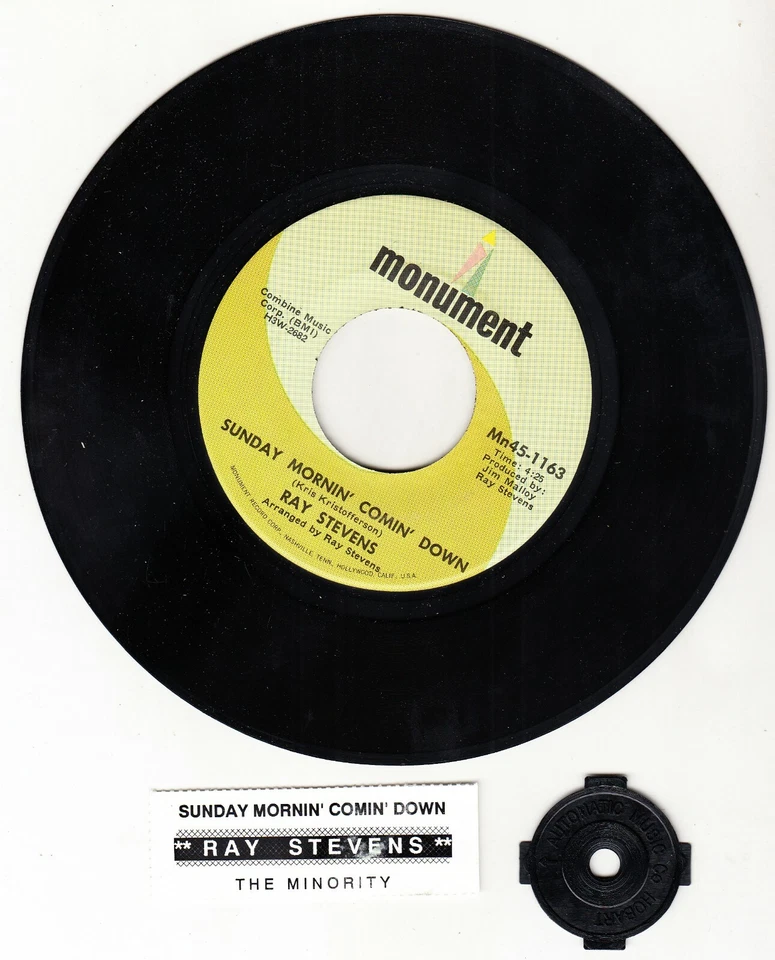 RAY STEVENS Sunday mornin' comin' down 7" 45rpm vinyl record NEW + jukebox strip - Image 1 of 1
