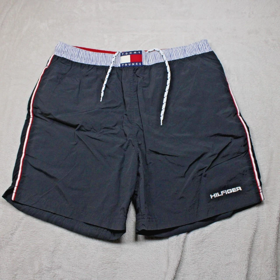 Tommy Hilfiger Bañador Pantalones Cortos Para Hombre L Negro Rojo Rayas Cintura EE. UU. Malla de Nylon Foto 1 de 4